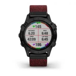 Garmin Run Fenix 6 Sapphire Smartwatch - Black DLC With Heathered Red Nylon Band 18 Garmin Run Fenix 6 Sapphire Smartwatch - Black DLC With Heathered Red Nylon Band