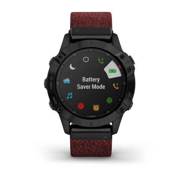 Garmin Run Fenix 6 Sapphire Smartwatch - Black DLC With Heathered Red Nylon Band 8 Garmin Run Fenix 6 Sapphire Smartwatch - Black DLC With Heathered Red Nylon Band