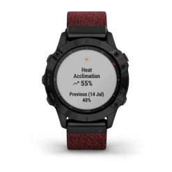 Garmin Run Fenix 6 Sapphire Smartwatch - Black DLC With Heathered Red Nylon Band 16 Garmin Run Fenix 6 Sapphire Smartwatch - Black DLC With Heathered Red Nylon Band
