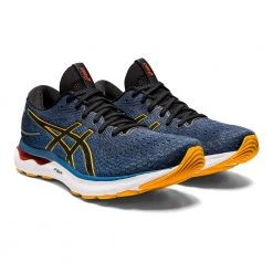 Asics Shoes Men's Gel-Nimbus 24 Running Shoe - Azure/Amber-Regular (D)