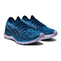 Asics Shoes Women's Gel-Nimbus 23 Knit Running Shoe - Grey Floss/Mako Blue - Regular (B)