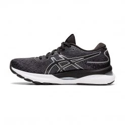Asics Shoes Women's Gel-Nimbus 24 Running Shoe - Black/Pure Silver -Wide (D)