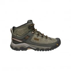 KEEN Men's Targhee III Leather Mid Waterproof Hiking Boots - Black Olive/Golden Brown - Regular (D)