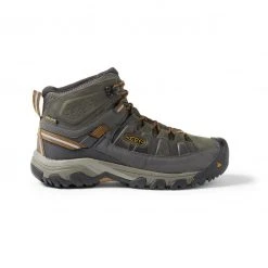 KEEN Men's Targhee III Leather Mid Waterproof Hiking Boot - Black Olive/Golden Brown - Wide (2E)