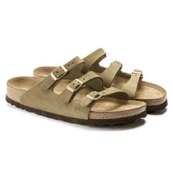 Birkenstock Women's Florida Fresh Soft Footbed Faded Khaki Nubuck Leather- Medium/Narrow Shoes