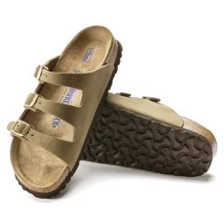 Birkenstock Women's Florida Fresh Soft Footbed Faded Khaki Nubuck Leather- Medium/Narrow Shoes
