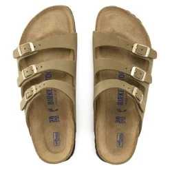 Birkenstock Women's Florida Fresh Soft Footbed Faded Khaki Nubuck Leather- Medium/Narrow Shoes