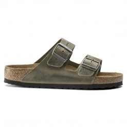 Birkenstock Shoes Arizona Soft Footbed Faded Khaki Oiled Nubuck Leather- Regular/Wide