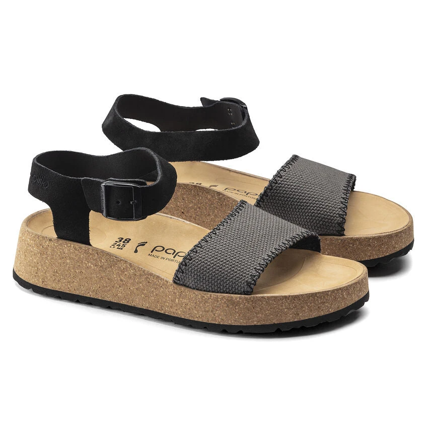 Birkenstock Women's Glenda Black/Anthracite Suede Leather/Textile- Medium/Narrow Shoes 2 Birkenstock Women's Glenda Black/Anthracite Suede Leather/Textile- Medium/Narrow Shoes