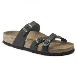 Birkenstock Shoes Women's Franca Oiled Leather Sandals- Black- Regular/Wide