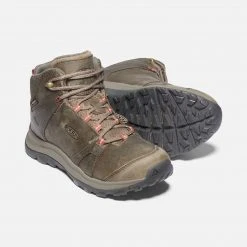 KEEN Women's Terradora II Leather Mid Waterproof Boots - Brindle/Redwood - Regular (B)