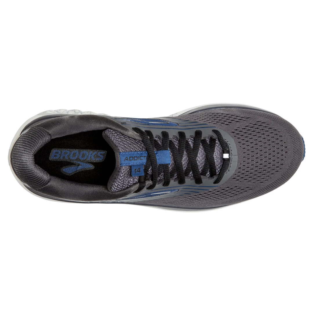 Brooks Shoes Men's Addiction 14 Running Shoe - Blackened Pearl/Blue/Black - Narrow (B) 5 Brooks Shoes Men's Addiction 14 Running Shoe - Blackened Pearl/Blue/Black - Narrow (B)