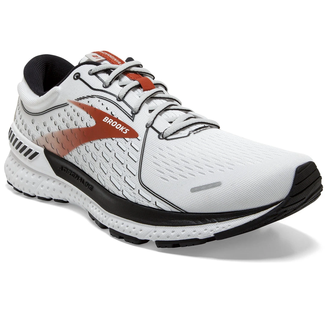 Brooks Men's Adrenaline GTS 21 Running Shoe - White/Black/Orange - Regular (D) 5 Brooks Men's Adrenaline GTS 21 Running Shoe - White/Black/Orange - Regular (D)