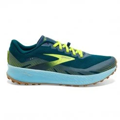 Brooks Shoes Men's Catamount Trail Running Shoe - Blue/Lime/Biscuit - Regular (D)