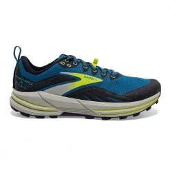 Brooks Shoes Men's Cascadia 16 Running Shoe - Mykonos Blue/Peacoat/Lime - Regular (D)