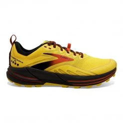 Brooks Men's Cascadia 16 Trail Running Shoe - Yellow/Black/Grenadine - Regular (D) Shoes