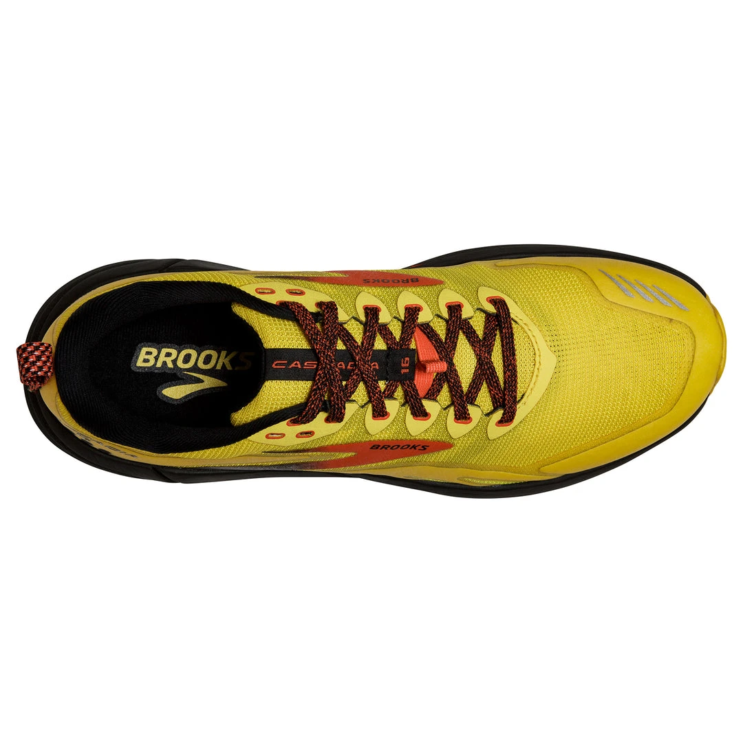 Brooks Men's Cascadia 16 Trail Running Shoe - Yellow/Black/Grenadine - Regular (D) Shoes 5 Brooks Men's Cascadia 16 Trail Running Shoe - Yellow/Black/Grenadine - Regular (D) Shoes