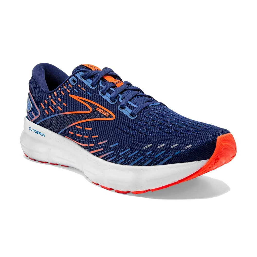 Brooks Shoes Men's Glycerin 20 Running Shoe- Blue Depths/Palace Blue/Orange- Wide (2E) 2 Brooks Shoes Men's Glycerin 20 Running Shoe- Blue Depths/Palace Blue/Orange- Wide (2E)