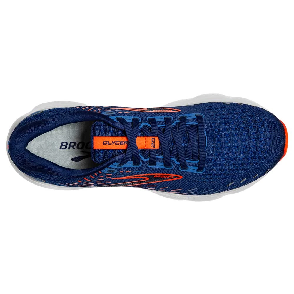 Brooks Shoes Men's Glycerin 20 Running Shoe- Blue Depths/Palace Blue/Orange- Wide (2E) 5 Brooks Shoes Men's Glycerin 20 Running Shoe- Blue Depths/Palace Blue/Orange- Wide (2E)