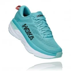 HOKA Shoes Women's Bondi 7 Running Shoe - Aquarelle/Eggshell Blue - Wide (D)