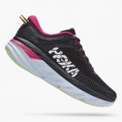 HOKA Women's Bondi 7 Running Shoe- Blue Graphite/Festival Fuchsia- Regular (B)