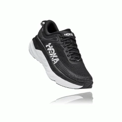 HOKA Women's Bondi 7 Running Shoe - Black/White - Regular (B) Shoes