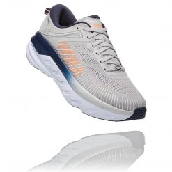 HOKA Women's Bondi 7 Running Shoe - Lunar Rock/Black Iris - Regular (B) Shoes