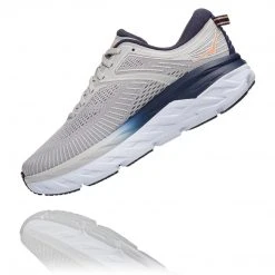 HOKA Women's Bondi 7 Running Shoe - Lunar Rock/Black Iris - Wide (D) Shoes 8 HOKA Women's Bondi 7 Running Shoe - Lunar Rock/Black Iris - Wide (D) Shoes