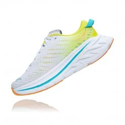 HOKA Women's Bondi X Running Shoe - White/Evening Primrose - Regular (B) Shoes