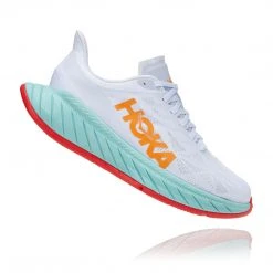 HOKA Shoes Men's Carbon X2 Running Shoe - White/Blazing Orange - Regular (D)