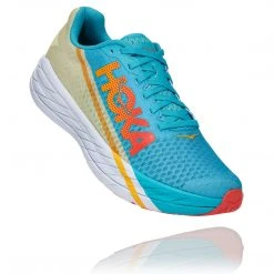 HOKA Unisex Rocket X Running Shoe - Scuba Blue/Luminary Green - Regular (D)