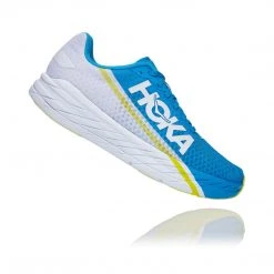 HOKA Shoes Unisex All Gender Rocket X Running Shoe - White/Diva Blue - Regular (D)