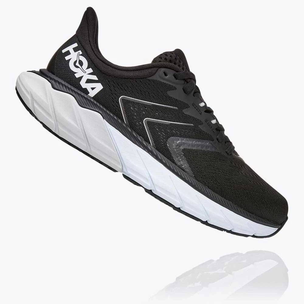 HOKA Women's Arahi 5 Running Shoe- Black/White- Regular (B) 1 HOKA Women's Arahi 5 Running Shoe- Black/White- Regular (B)