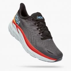 HOKA Shoes Men's Clifton 8 Running Shoe- Anthracite/Castlerock - Wide (2E)