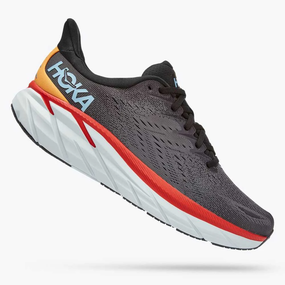 HOKA Shoes Men's Clifton 8 Running Shoe- Anthracite/Castlerock - Wide (2E) 1 HOKA Shoes Men's Clifton 8 Running Shoe- Anthracite/Castlerock - Wide (2E)
