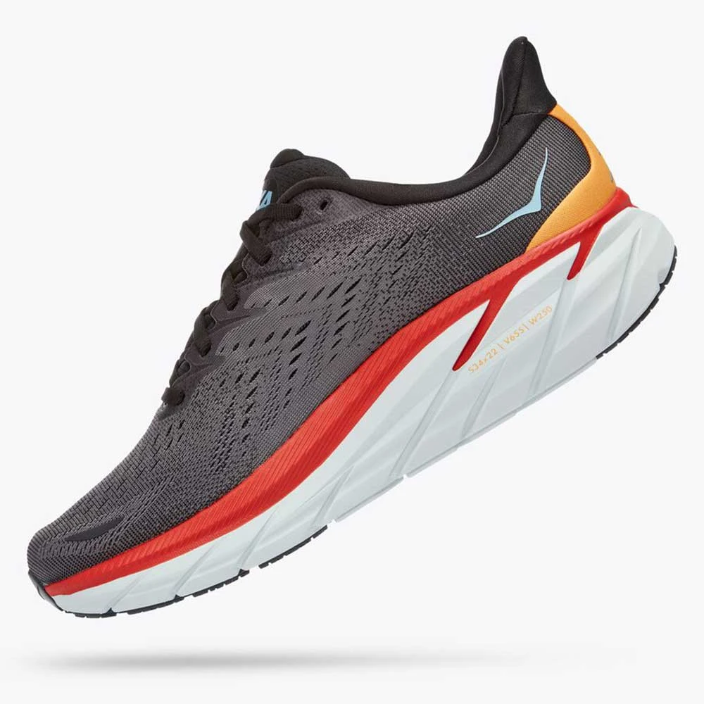 HOKA Shoes Men's Clifton 8 Running Shoe- Anthracite/Castlerock - Wide (2E) 4 HOKA Shoes Men's Clifton 8 Running Shoe- Anthracite/Castlerock - Wide (2E)