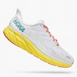 HOKA Men's Clifton 8 Running Shoe - Blanc De Blanc/Illuminating - Regular (D)