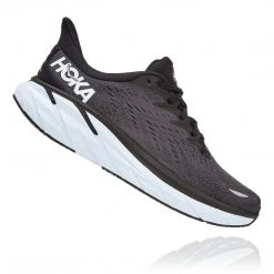 HOKA Men's Clifton 8 Running Shoe - Black/White - Regular (D)