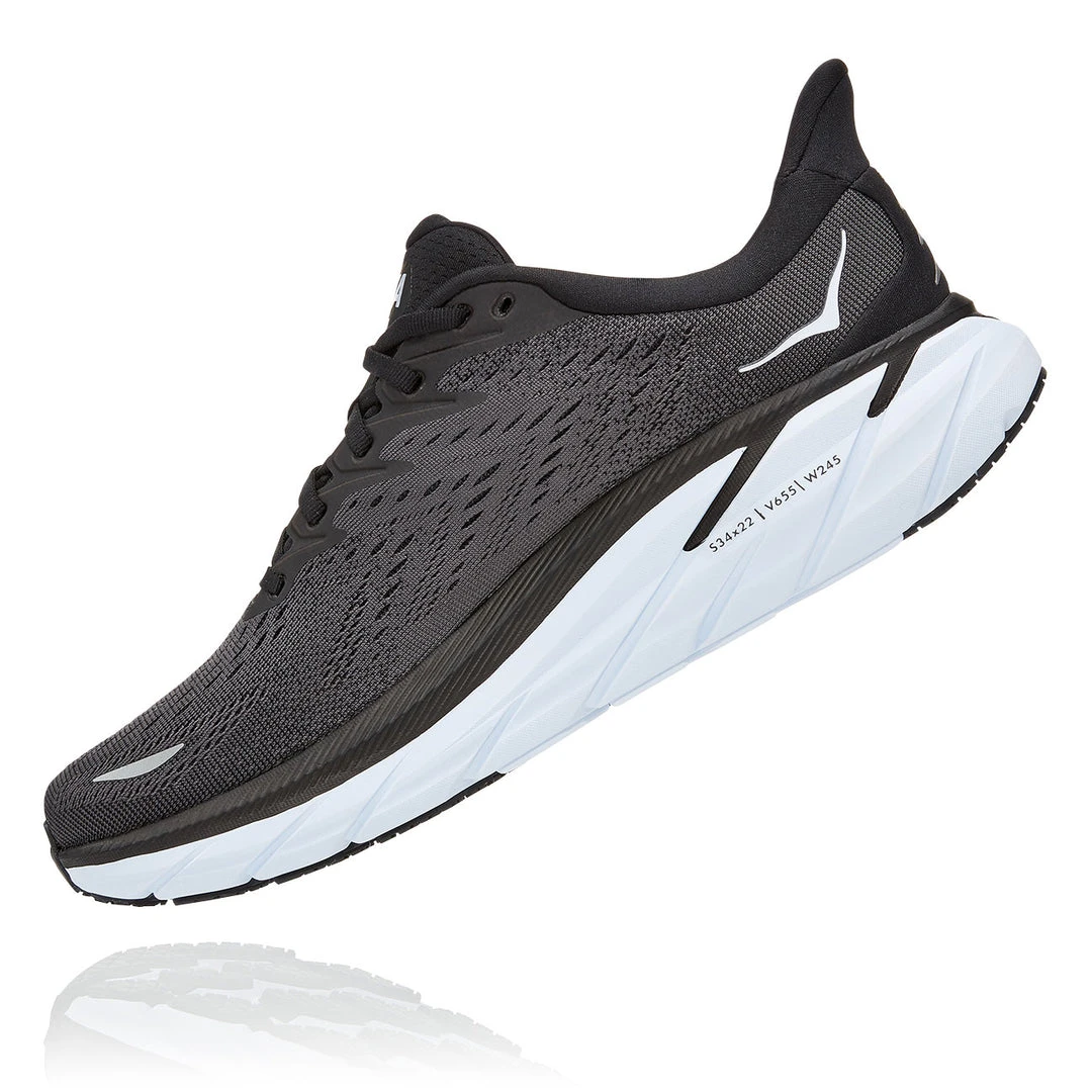 HOKA Men's Clifton 8 Running Shoe - Black/White - Wide (2E) Shoes 3 HOKA Men's Clifton 8 Running Shoe - Black/White - Wide (2E) Shoes