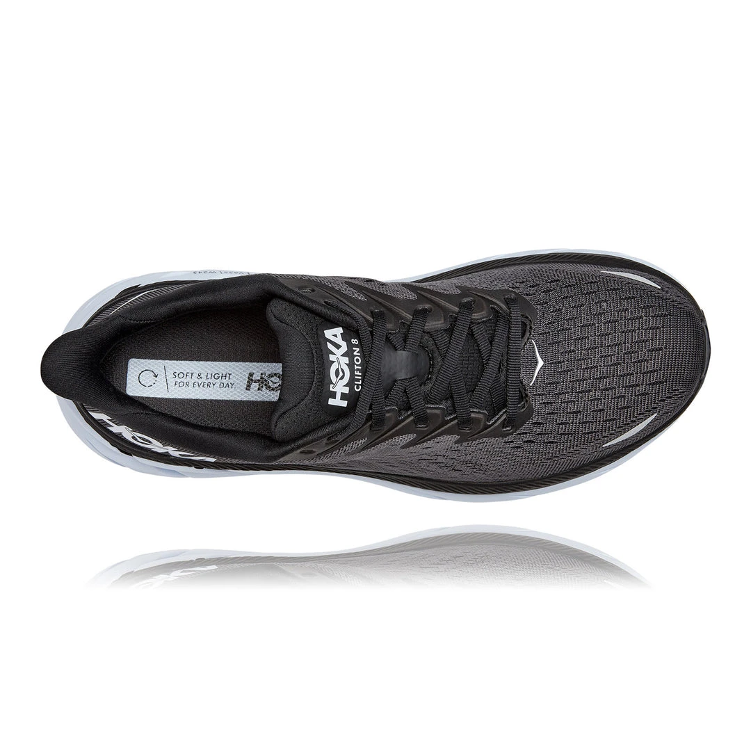 HOKA Men's Clifton 8 Running Shoe - Black/White - Wide (2E) Shoes 4 HOKA Men's Clifton 8 Running Shoe - Black/White - Wide (2E) Shoes
