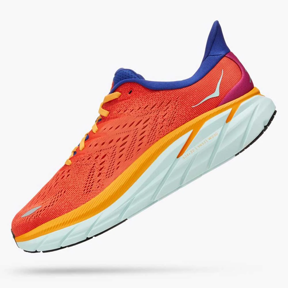 HOKA Men's Clifton 8 Running Shoe- Fiesta/Bluing- Regular (D) 4 HOKA Men's Clifton 8 Running Shoe- Fiesta/Bluing- Regular (D)