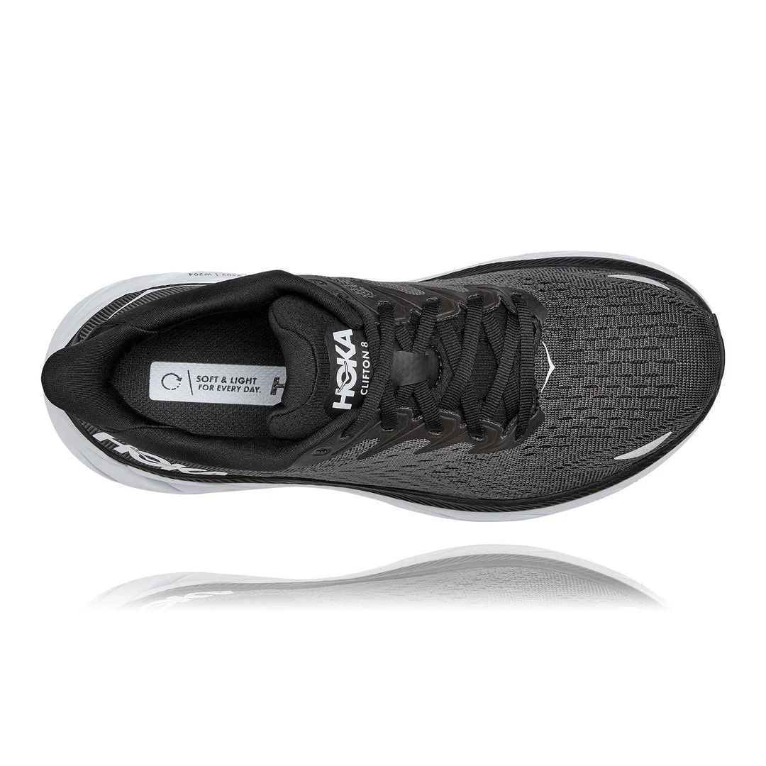 HOKA Women's Clifton 8 Running Shoe - Black/White - Wide (D) Shoes 4 HOKA Women's Clifton 8 Running Shoe - Black/White - Wide (D) Shoes