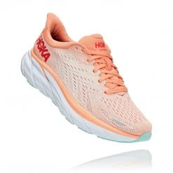 HOKA Women's Clifton 8 Running Shoe - Cantaloupe/Silver Peony - Regular (B) Shoes