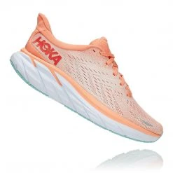 HOKA Women's Clifton 8 Running Shoe - Cantaloupe/Silver Peony - Regular (B) Shoes