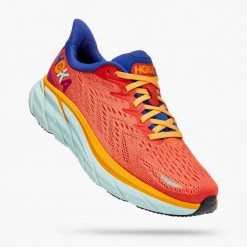HOKA Women's Clifton 8 Running Shoes - Fiesta/Bluing - Regular (B)