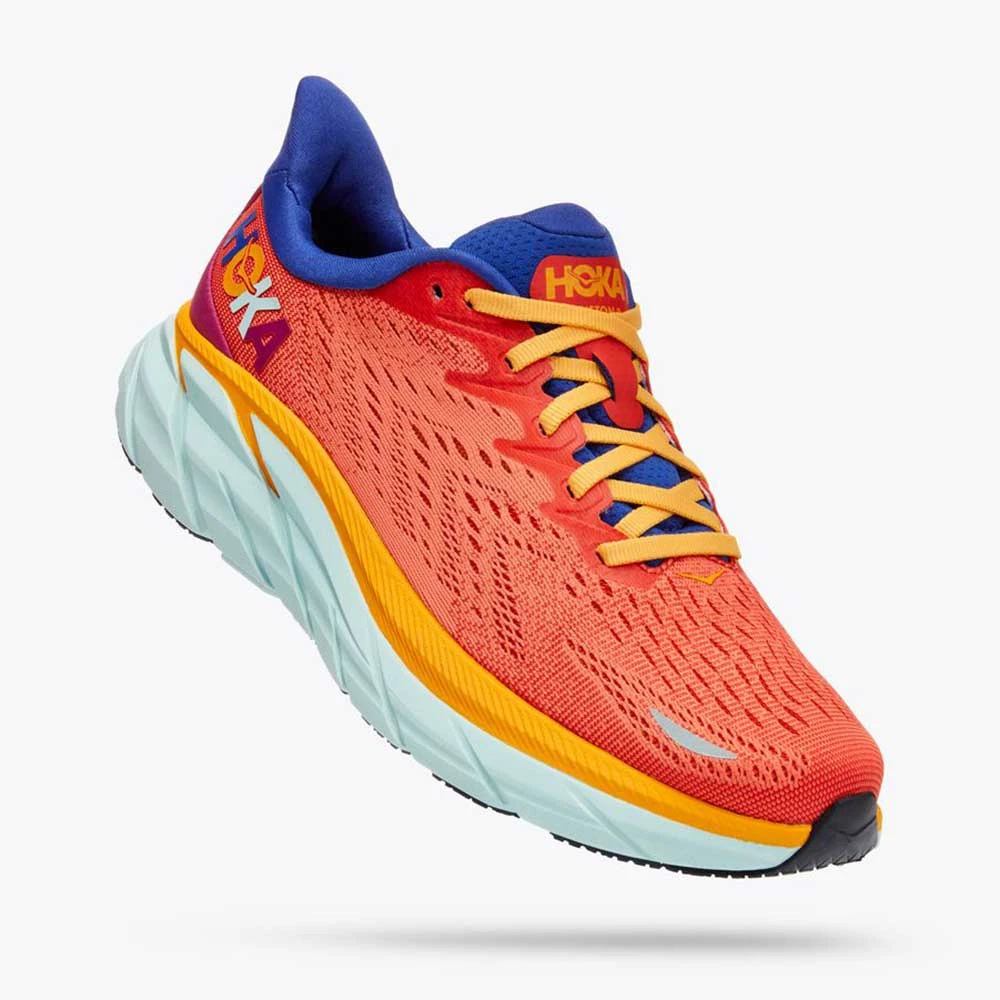 HOKA Women's Clifton 8 Running Shoes - Fiesta/Bluing - Regular (B) 2 HOKA Women's Clifton 8 Running Shoes - Fiesta/Bluing - Regular (B)