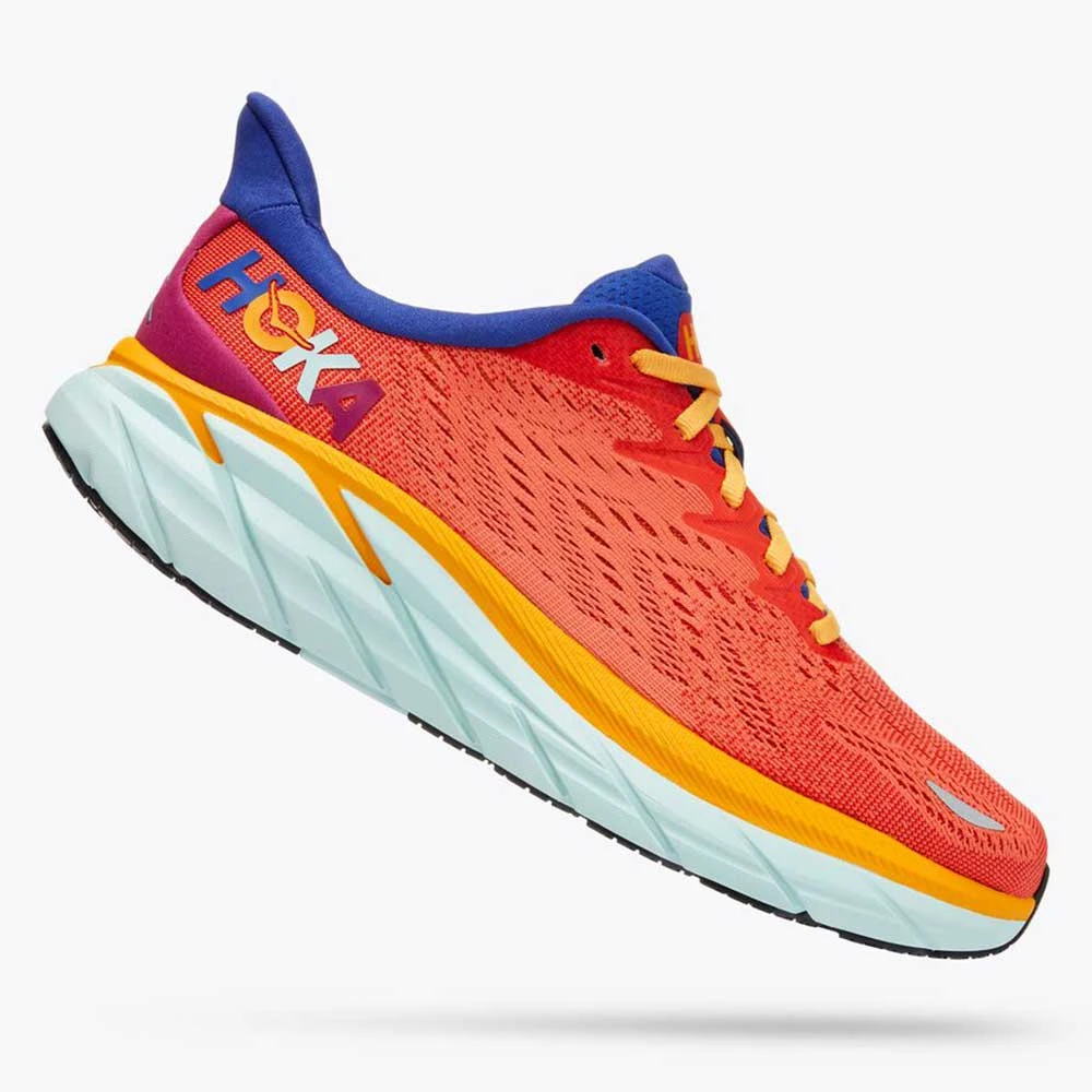 HOKA Women's Clifton 8 Running Shoes - Fiesta/Bluing - Regular (B) 1 HOKA Women's Clifton 8 Running Shoes - Fiesta/Bluing - Regular (B)