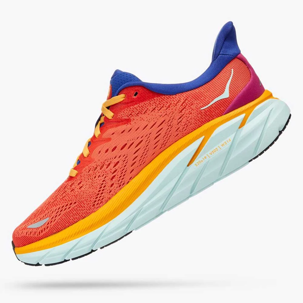 HOKA Women's Clifton 8 Running Shoes - Fiesta/Bluing - Regular (B) 4 HOKA Women's Clifton 8 Running Shoes - Fiesta/Bluing - Regular (B)