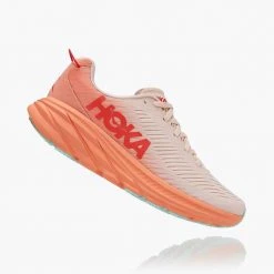 HOKA Shoes Women's Rincon 3 Running Shoe- Silver Peony/Cantaloupe- Regular (B)