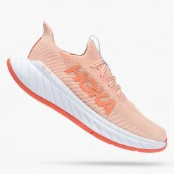 HOKA Women's Carbon X 3 Running Shoe- Peach Parfait/Summer Song- Regular (B)